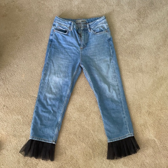 Jeans with black tulle fringe ankles - Picture 1 of 2